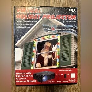 Virtual Holiday Projector & Screen-Mr. Christmas. Brand new in box.